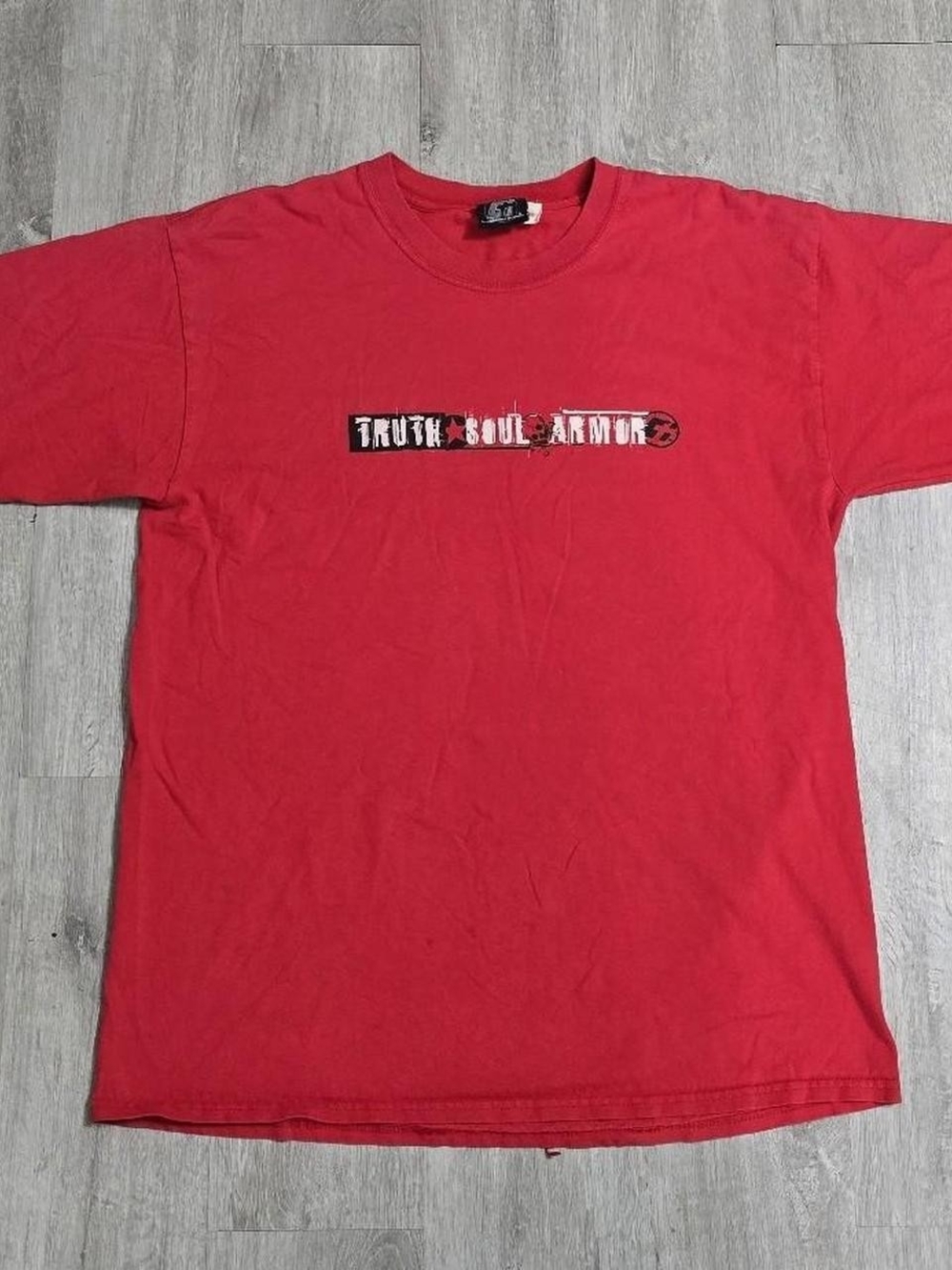 Vintage Y2K Truth Soul Armor Red Tee Christian Faith Skater Surf Large